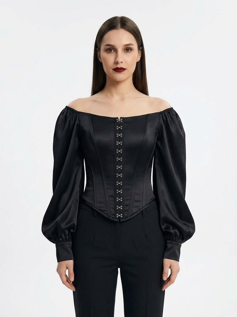 Blusa corsé Ophelia - Negro - foto 1