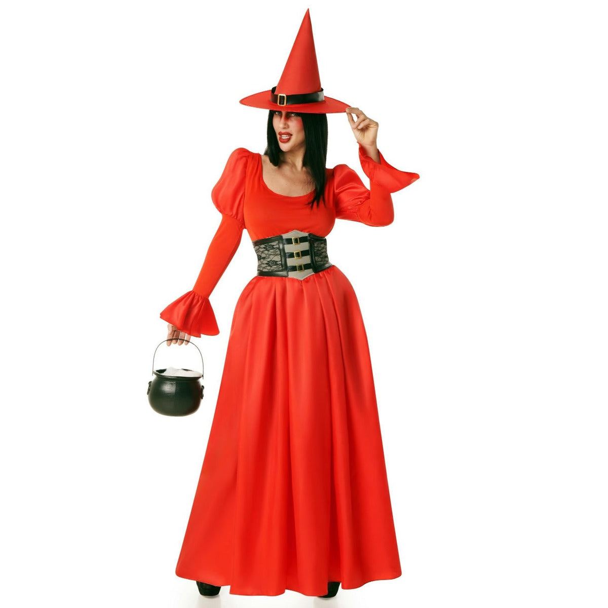 Disfraz de Bruja Rojo Corset para mujer