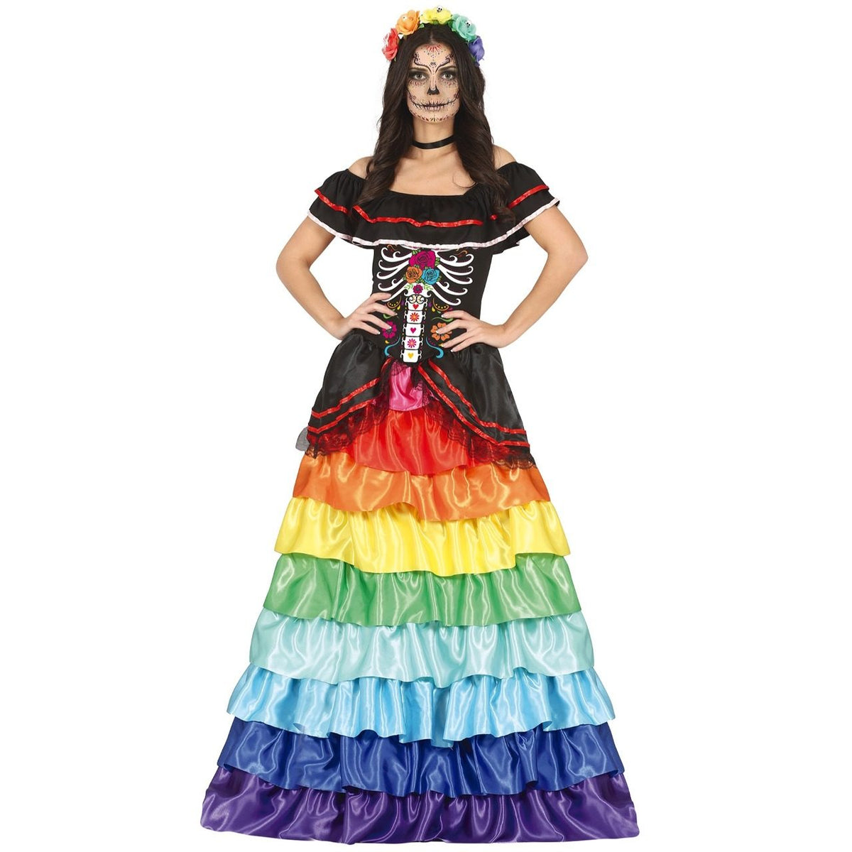 Disfraz de Catrina Multicolor para mujer