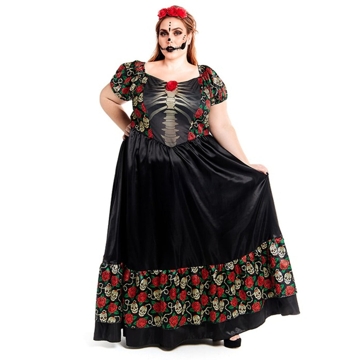 Disfraz de Catrina Mexicana Rosas Plus para mujer