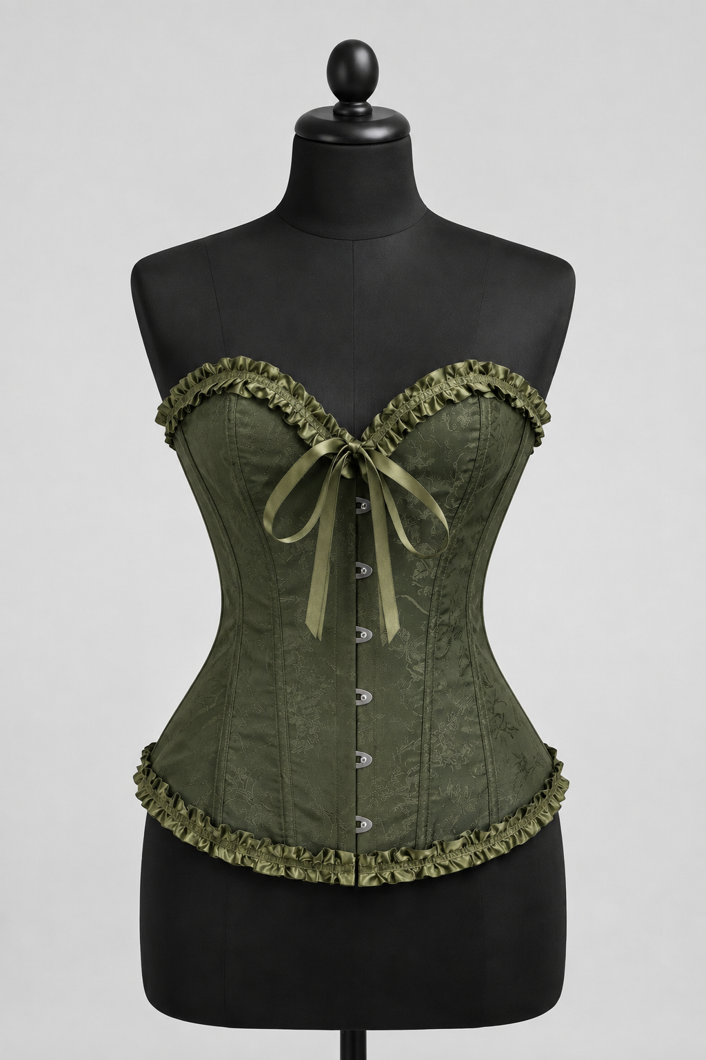 Corsé Rosalind Verde militar – maniquí por delante