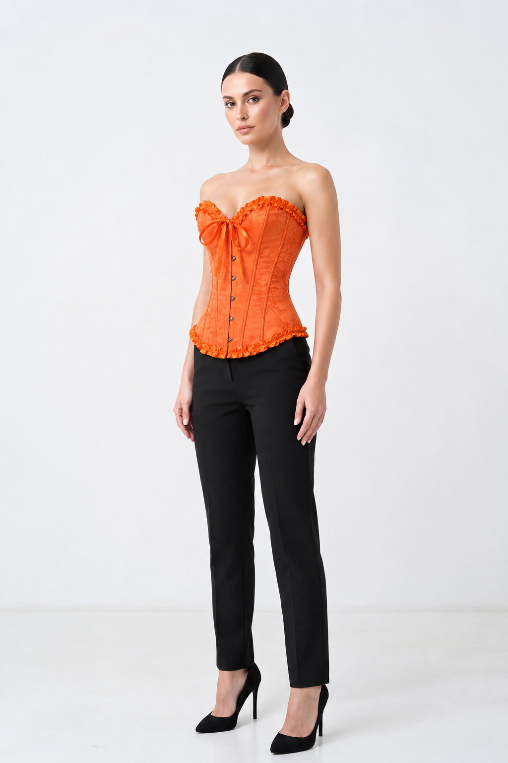 Corsé Rosalind Naranja – modelo de cuerpo completo