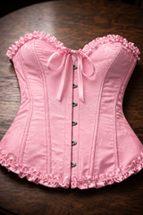 Corsé Rosalind Rosa – sobre mesa de madera