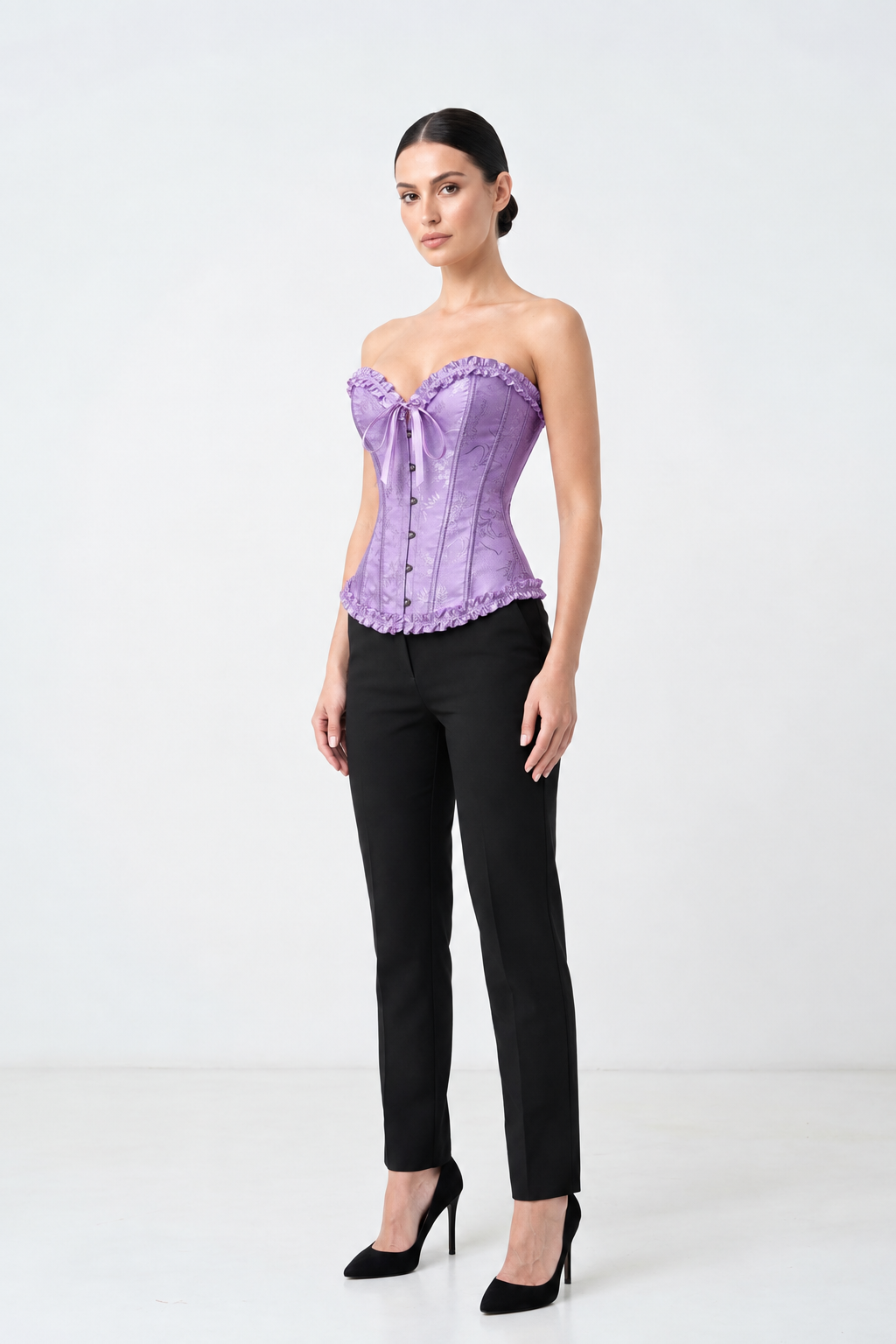Corsé Rosalind Púrpura – modelo de cuerpo completo