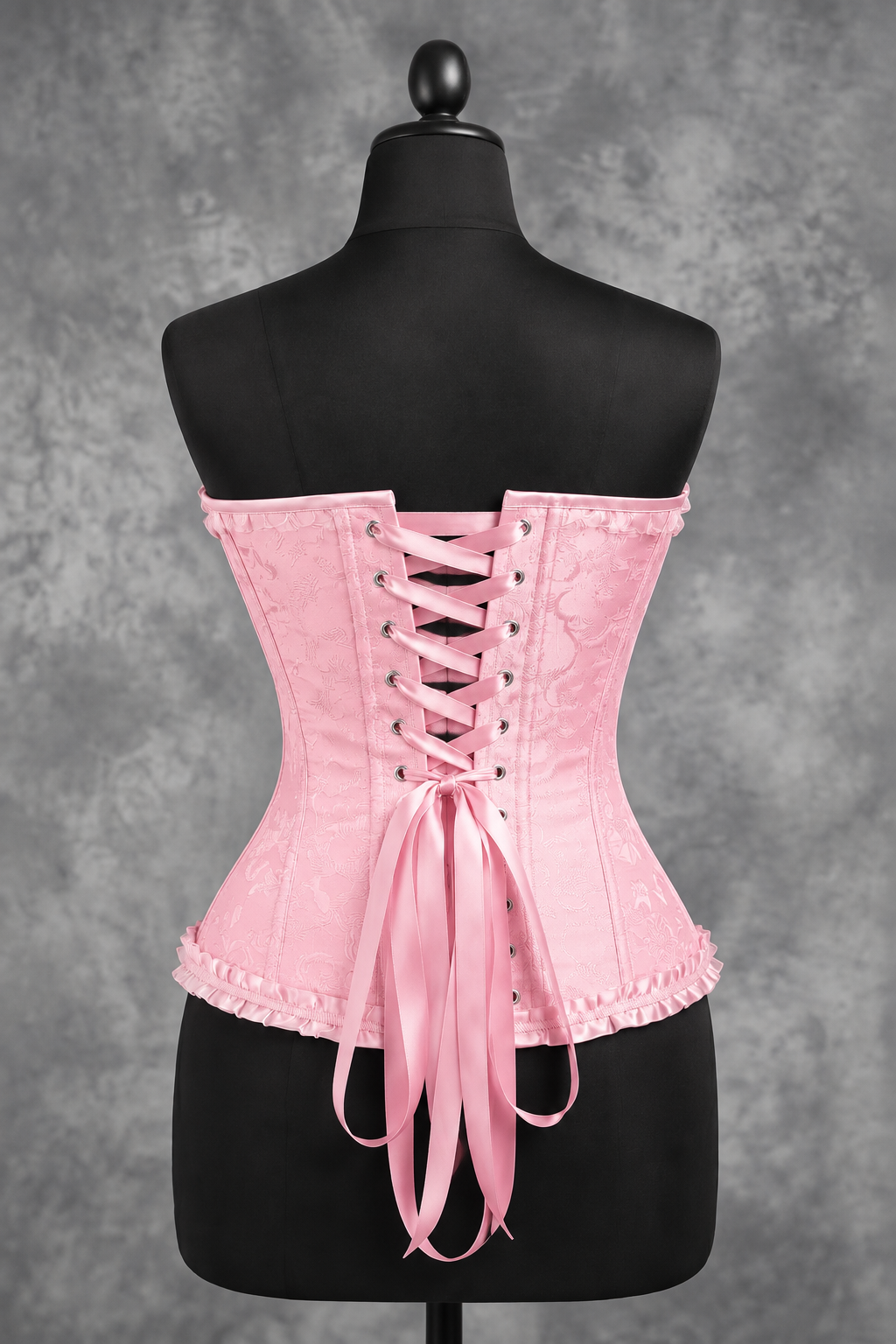 Corsé Rosalind Rosa – maniquí por detrás con cordones