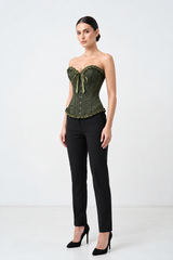 Corsé Rosalind Verde militar – modelo de cuerpo completo
