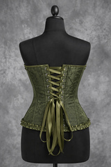Corsé Rosalind Verde militar – maniquí por detrás con cordones