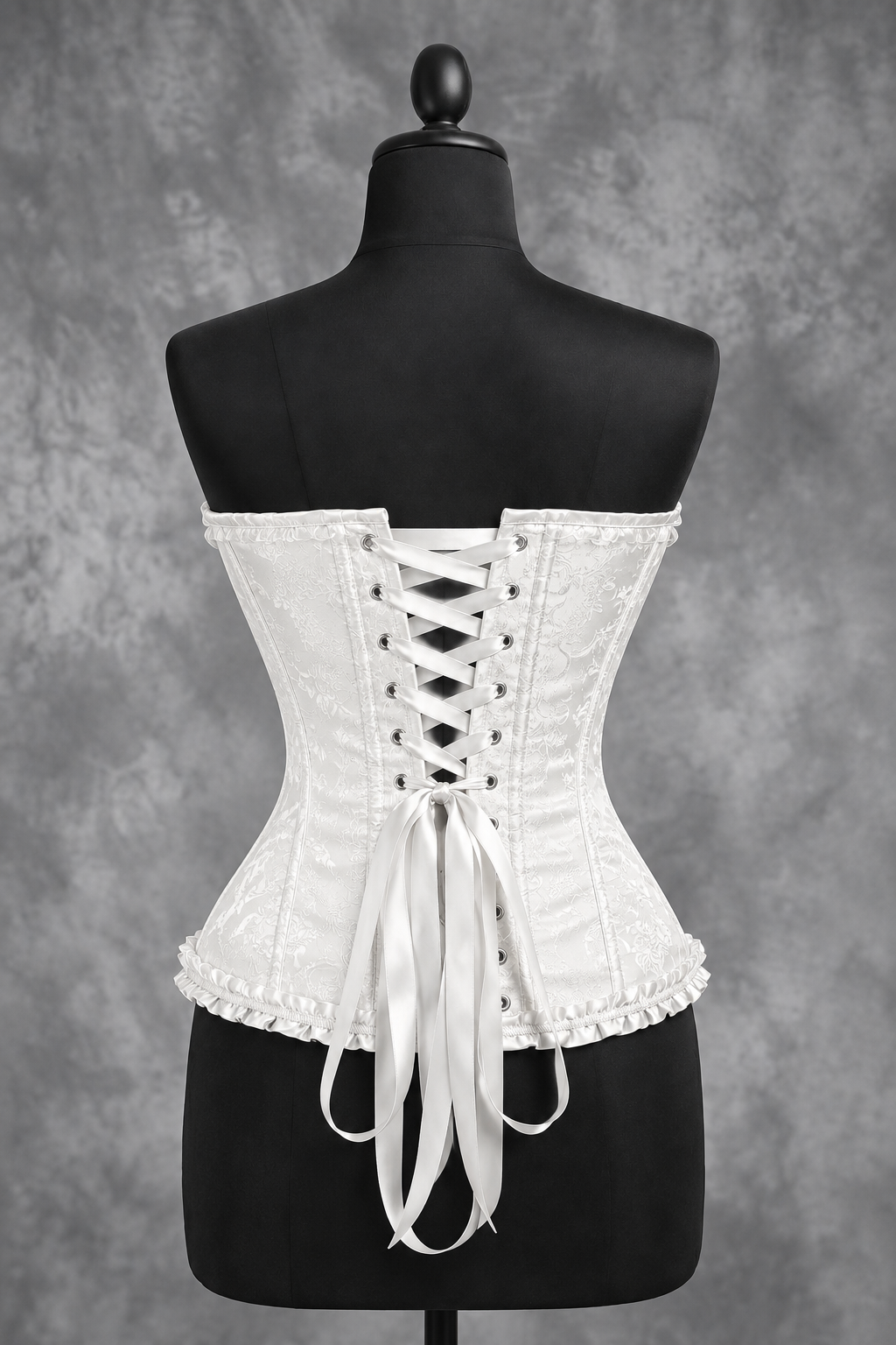 Corsé Rosalind Blanco – maniquí por detrás con cordones